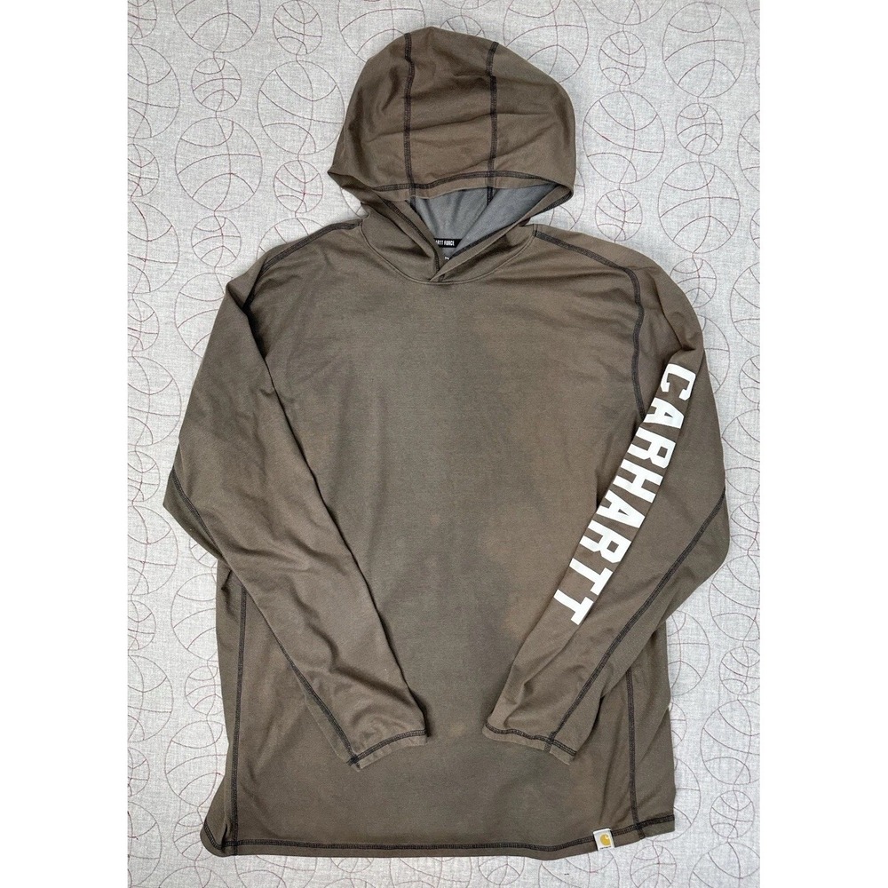 Carhartt Force Relaxed Fit Long-Sleeve Logo Graphic Hooded Shirt HEAVY FADE XLT